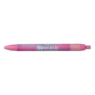 Stylo Noir Patchwork Abstrait avec nom
