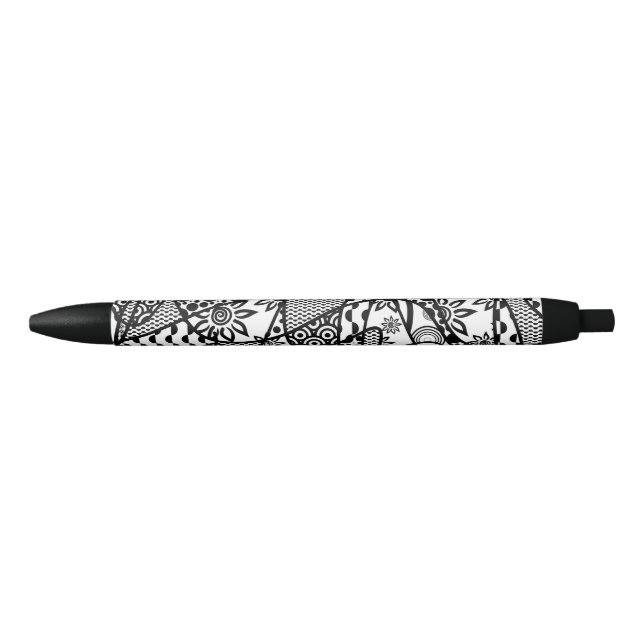 Stylo Noir Patchwork motif noir et blanc 03 (Devant)