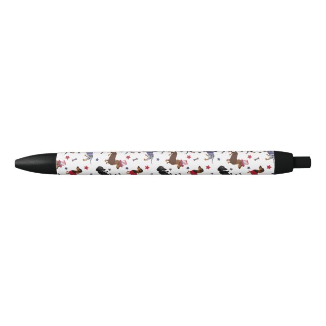 Stylo Noir Patriotique Dachshund (Devant)