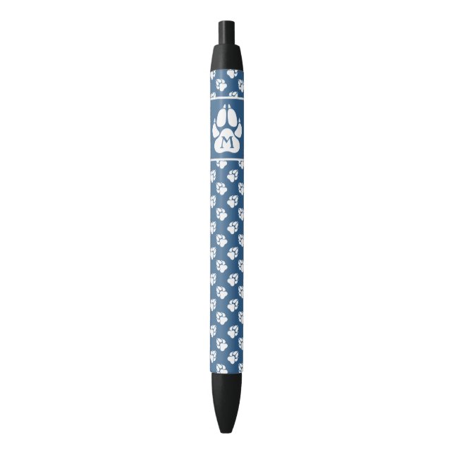 Stylo Noir Patrouilles De Chien Bleu Et Blanc Et Monogramme P (devant Vertical)