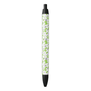 Stylo Noir Pattern of Green Elephants, Cute Elephants, stars