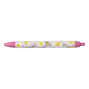 Stylo Noir Patters Pink Purple Daisy Flower