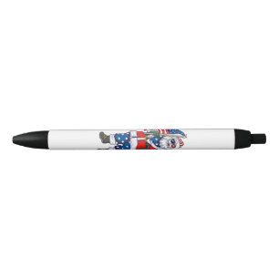 Stylo Noir Père Noël patriotique Noël américain 4 juillet San