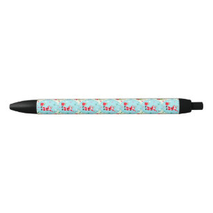 Stylo Noir Père Noël rétro jouant au tennis motif ogee