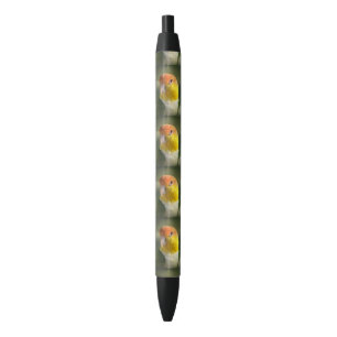 Stylo Noir Perroquet de caïque gonflé par blanc mignon