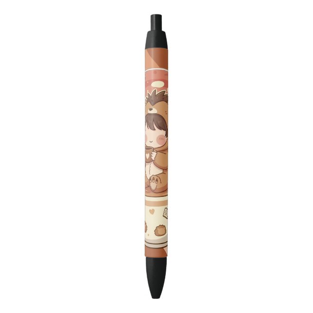 Stylo Noir Personalized Kawaii Hedgehog Ink Pen (devant Vertical)