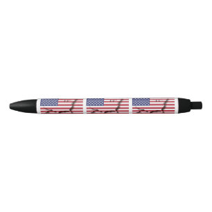 Stylo Noir Personnalisable Patriotique Drapeau des États-
