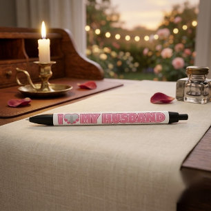 Stylo Noir Personnalisé I Love My Husband - Ajouter Photo Mar