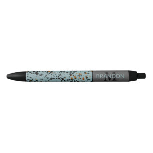 Stylo Noir Personnalisé Turquoise gris Brown noir Terrazzo Ar