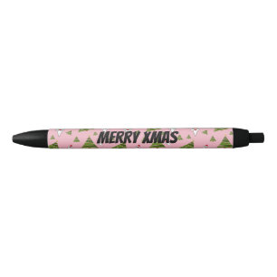 Stylo Noir Personnaliser Père Noël et sapin de Noël