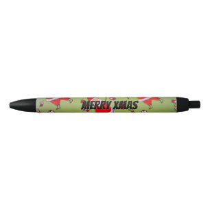 Stylo Noir Personnaliser Père Noël et sapin de Noël