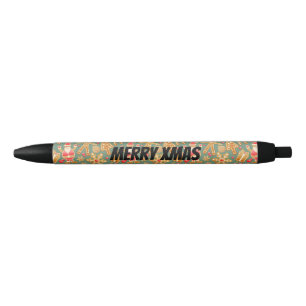 Stylo Noir Personnaliser Père Noël et sapin de Noël