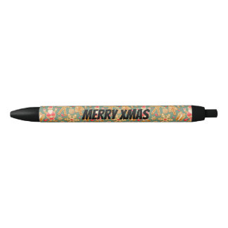 Stylo Noir Personnaliser Père Noël et sapin de Noël
