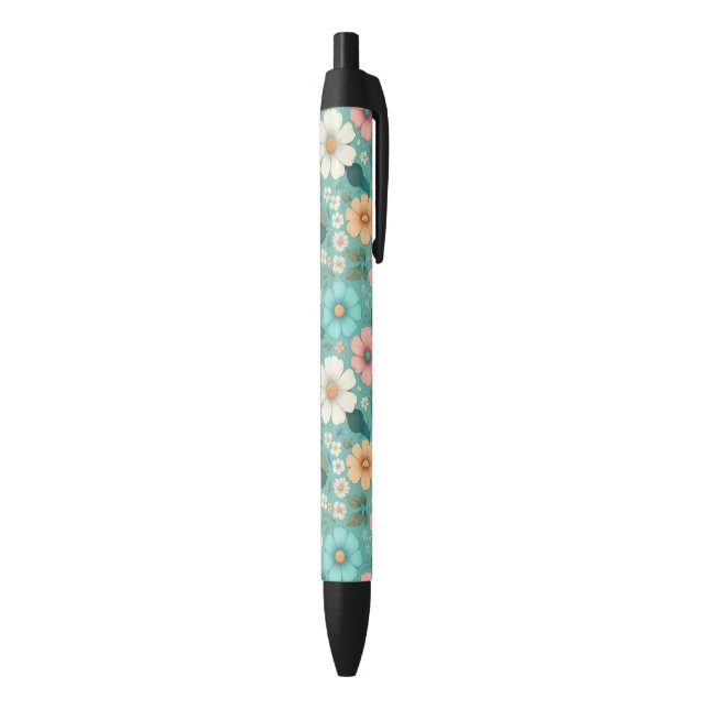 Stylo Noir Pétales Pastels (Bas (Vertical))