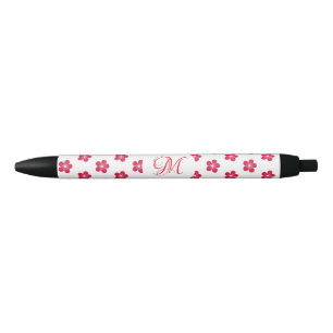 Stylo Noir Pétales rouges