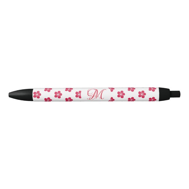 Stylo Noir Pétales rouges (Devant)