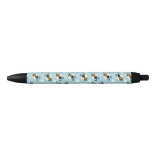 Stylo Noir Petites abeilles mignonnes et fleurs marguerites m