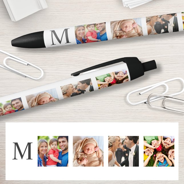 Stylo Noir Photo Custom Family Collage Personnalité de White (Créateur téléchargé)