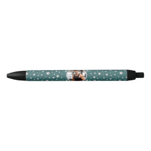Stylo Noir Photo personnalisé avec Cercles de Perles sur Fond