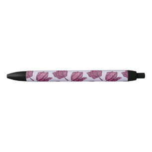 Stylo Noir Physalis rose Fleur Motif Pastel Botanique