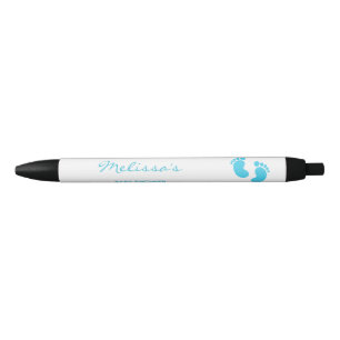 Stylo Noir Pieds Bleus Et Blancs Baby shower Personnalisé Fav