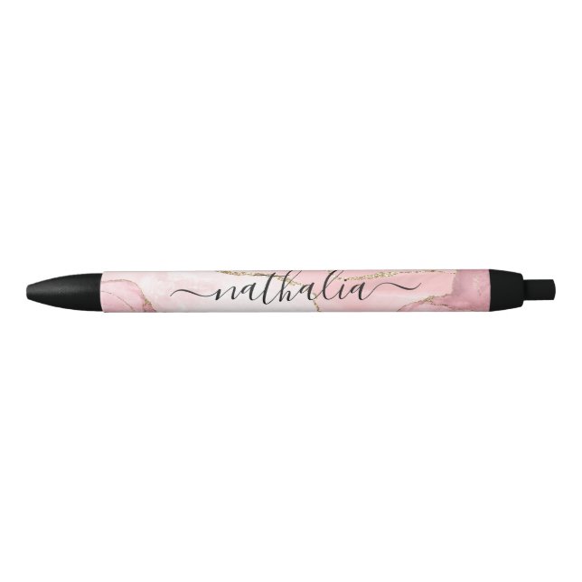 Stylo Noir Pile Parties scintillant or Rose classique  (Devant)