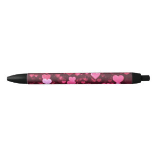 Stylo Noir Pink Bokeh Hearts papier peint Arrière - plan numé