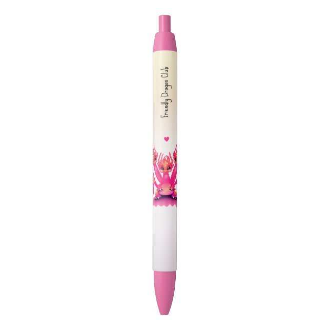 Stylo Noir Pink dragons (devant Vertical)