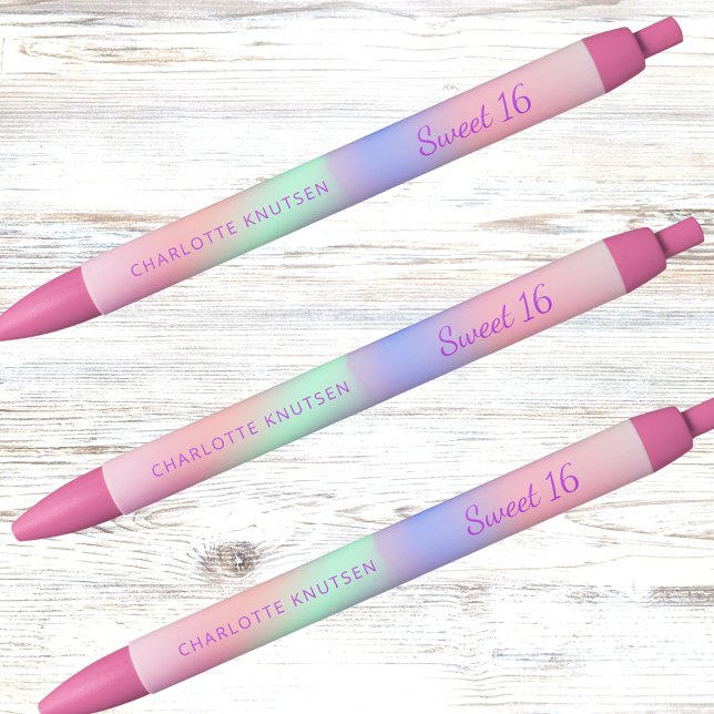Stylo Noir Pink violet nom holographique Sweet 16 (Créateur téléchargé)