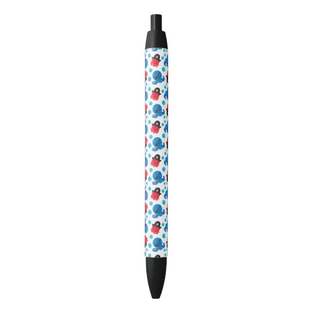 Stylo Noir Pirate Octopus, Motif de pieuvre, Animaux de mer (devant Vertical)
