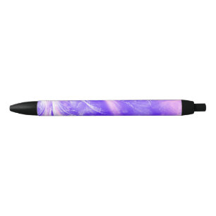 Stylo Noir Pissenlits violets abstraits et lucioles