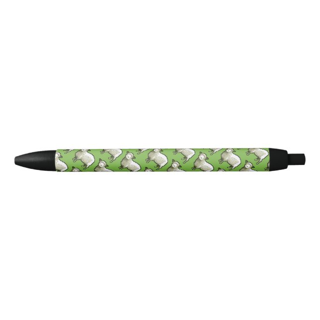 Stylo Noir Pixel Art Flock Motif de mouton (Devant)