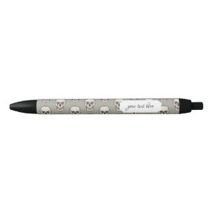 Stylo Noir Pixel Art Gothique Éffrayant Motif crâne