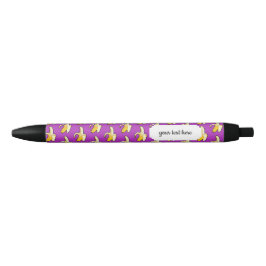 Stylo Noir Pixel Art Prêt À Manger Motif Banane Jaune