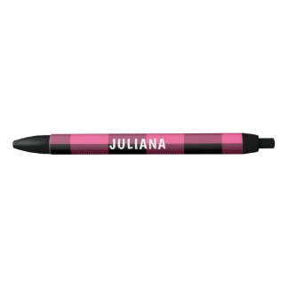 Stylo Noir Plaid de buffle rose et noir sur mesure