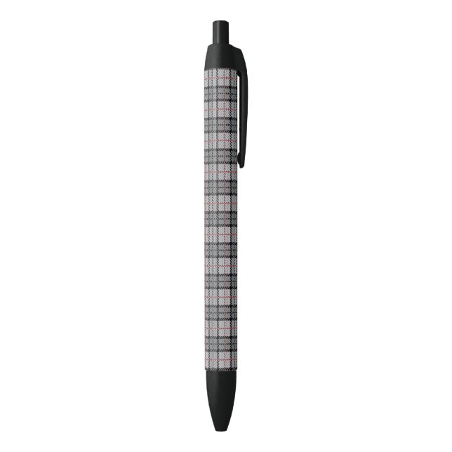 Stylo Noir Plaid de pixel dans le gris avec la rayure rouge (Bas (Vertical))