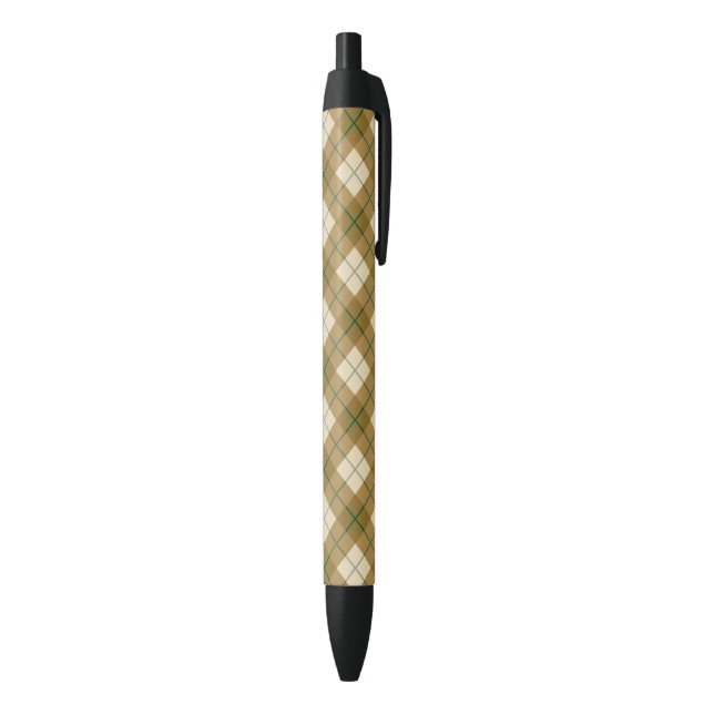 Stylo Noir Plaid polarisé en or avec la rayure verte (Bas (Vertical))