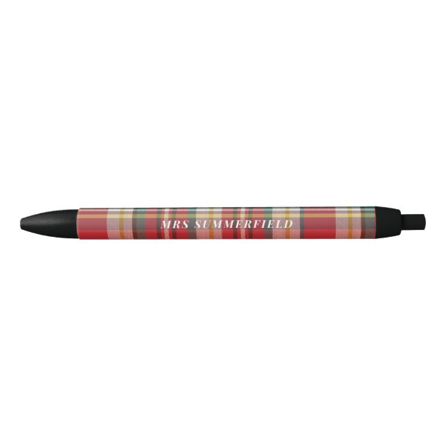 Stylo Noir Plaid Rustic Enseignant Élégant (Devant)