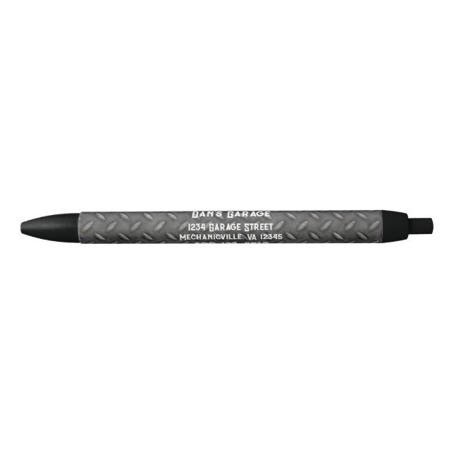 Stylo Noir Plaque de diamant personnalisée (Devant)