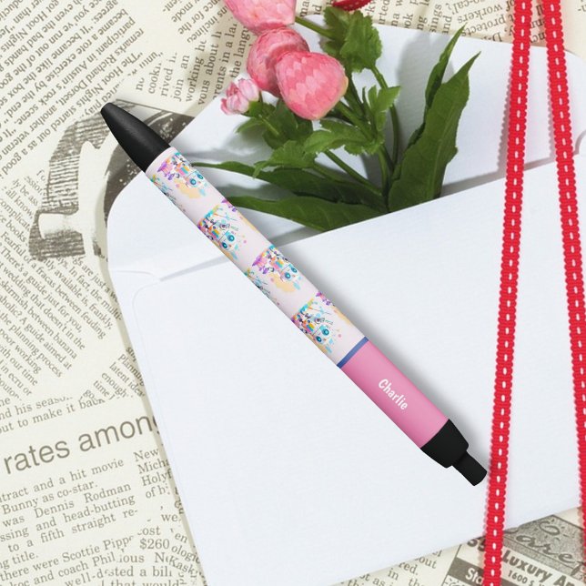 Stylo Noir Plat Fun Messy Robot Peinture Splashes (Créateur téléchargé)