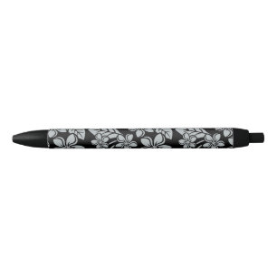 STYLO NOIR PLUMÉRIE DE L'ÎLE (NOIR/GRIS)
