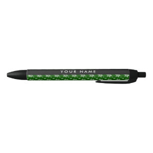 Stylo Noir Pneus blancs, Vert, Votre nom, Personnaliser
