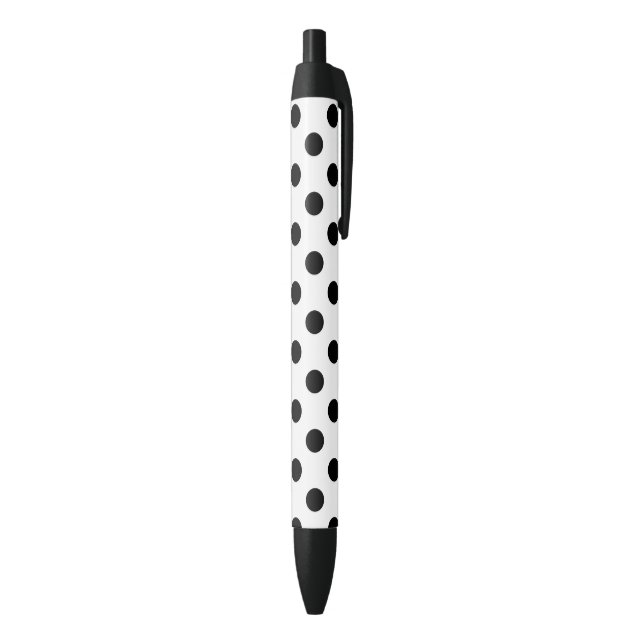 Stylo Noir Point Polka noir et blanc (Bas (Vertical))