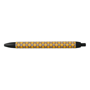 Stylo Noir Points dorés lumineux Motif de réseau noir et blan