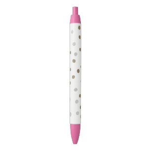 Stylo Noir Pois d'argent et d'or