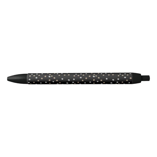 Stylo Noir Pois d'argent et d'or (Devant)