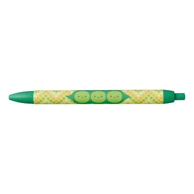 Stylo Noir Pois de Kawaii dans une cosse (Devant)