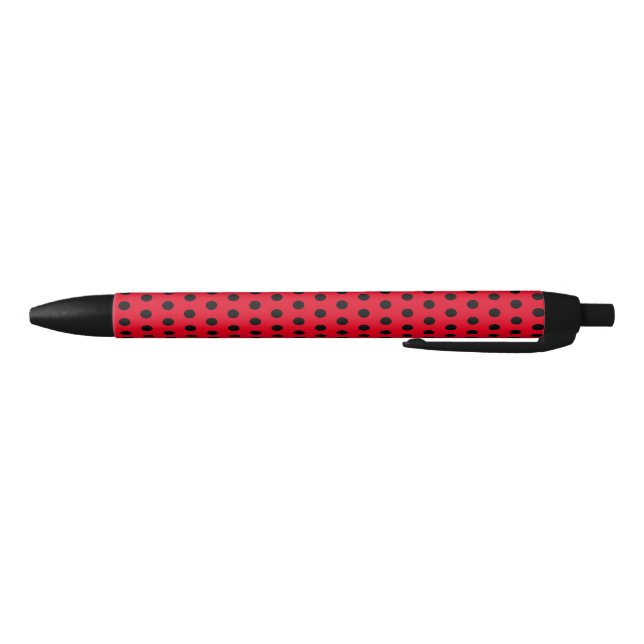 Stylo Noir Pois noir et rouge rétro classique (Bas)