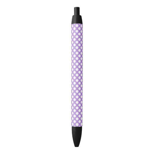 Stylo Noir Pois violets, Motif à points Polka, points, pointi (devant Vertical)