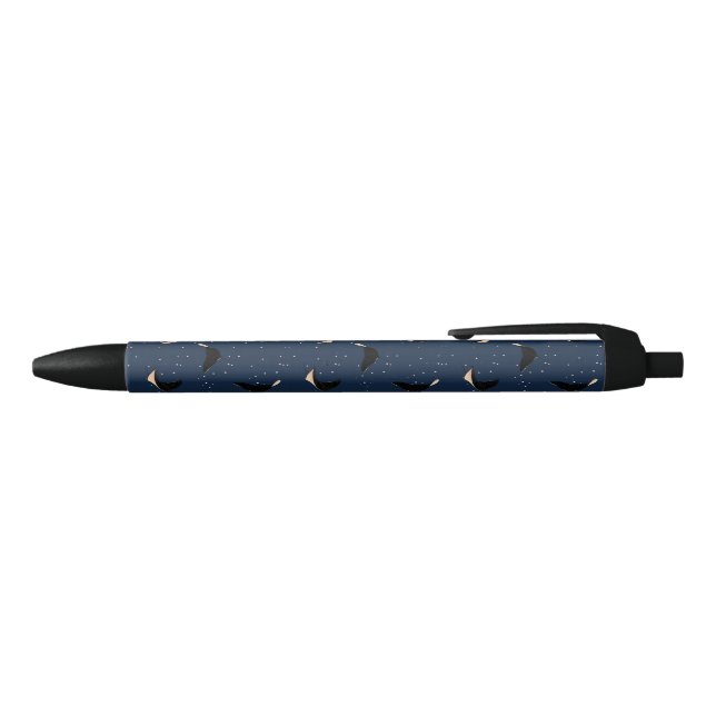 Stylo Noir Poisson à raies marines tachetées en bleu profond (Haut)